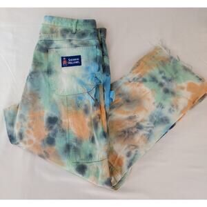 Dickies Sherwin Williams Hippie Boho Tie Dye Painter Pants Raw Hem 36x29.5